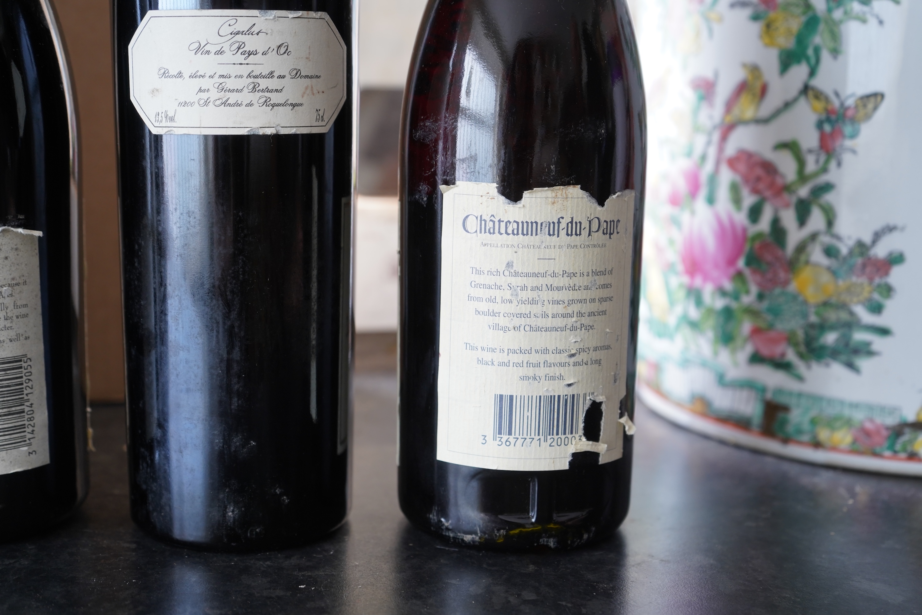 A Magnum of 2014 Chateau Le Coin Bordeaux, three bottles of 1998 Gerard Bertrand Cigalus and five others.